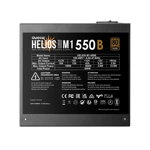 Gamdias HELIOS M1-550B 550W 80 Plus Bronze Power Supply - Image 3