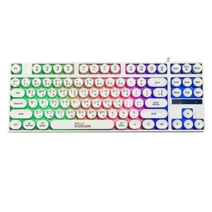 Pc Power K87 RGB White Wired Gaming Keyboard with Bangla
